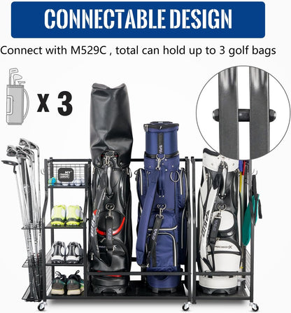 Golf Equipment Storage Organizer: Premium Rack for Golf Bags and Accessories