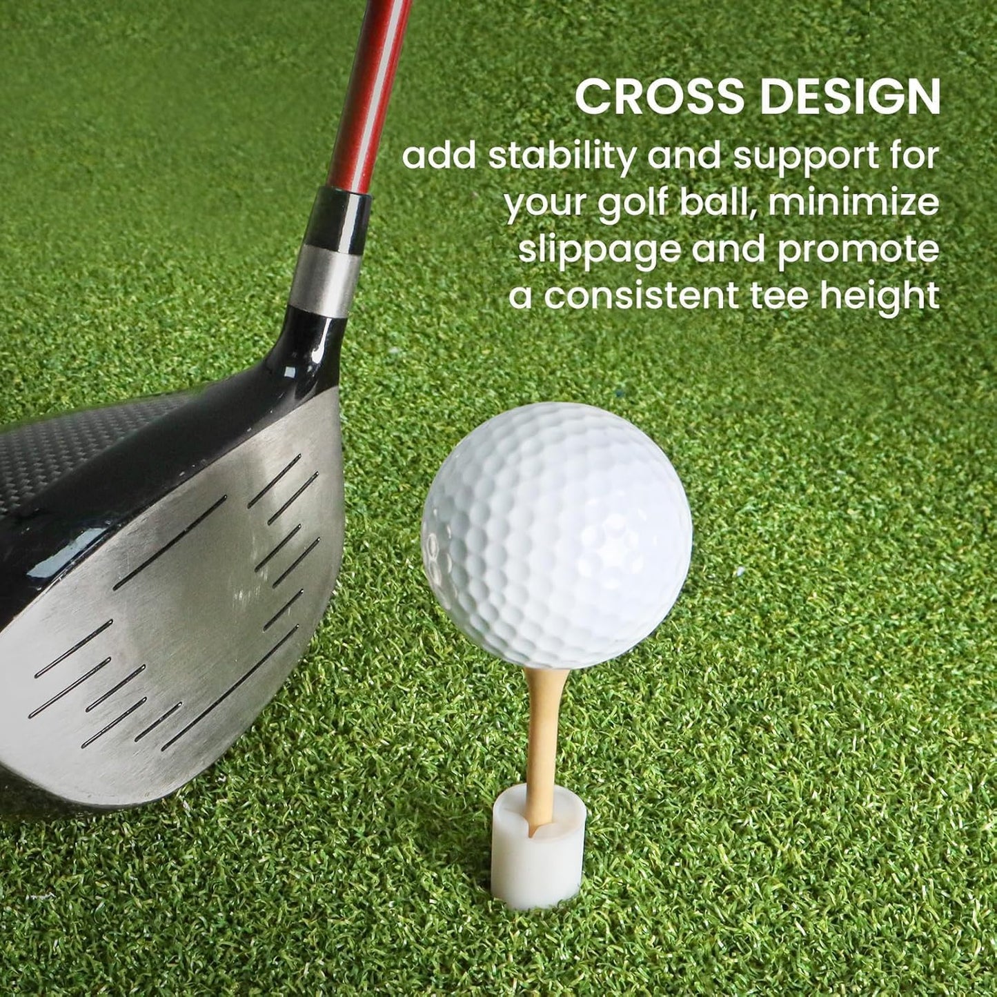 Premium Golf Rubber Tees Set - 6 Pack with 6 Plastic Tees (3.25 Inch) for Driving Range, Durable and Stable for Golf Mats and Turf Practice, Mixed Sizes (1.5", 2.25", 2.75", 3", 3.13")