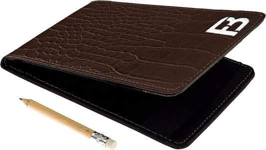 Premium Leather Golf Scorecard Holder with Yardage Book Cover, Includes Free Pencil and Stat Tracker Sheet