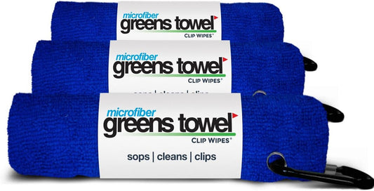 Blue 3 Pack Golf Towel Set for Golf Bags with Clip, Plush Microfiber Nap Fabric, 16X16, the Original (Royal Blue)