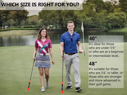Golf Swing Trainer Aid - 48"/40" Warm-Up Stick for Strength, Flexibility, and Tempo Training with Weighted Head Swing Corrector for Men and Women