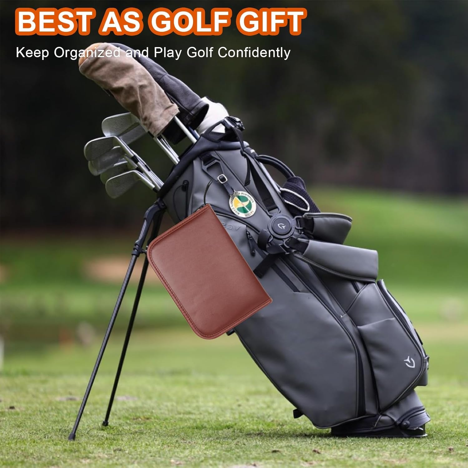 Premium Golf Accessories Set with Leather Case - Complete Kit Including Golf Balls, Tees, Brushes, Rangefinder, Scorer, Ball Marker, Clips, and Divot Tool - Ideal Gifts for Golf Enthusiasts