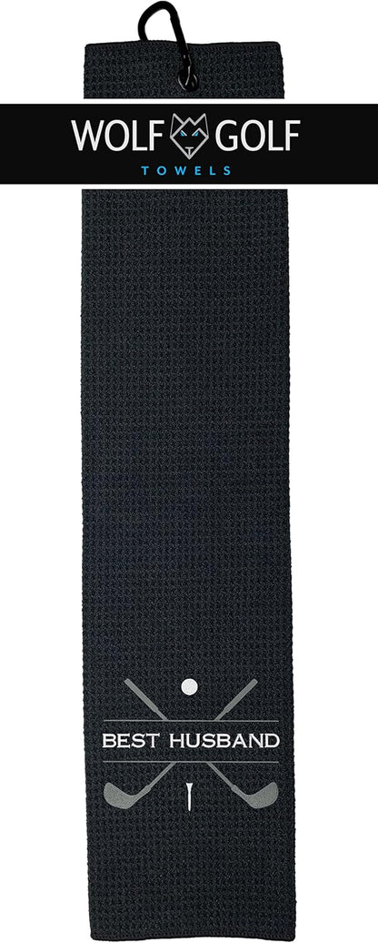 Premium Embroidered Golf Towel for Husbands | Humorous Design for Golf Bags