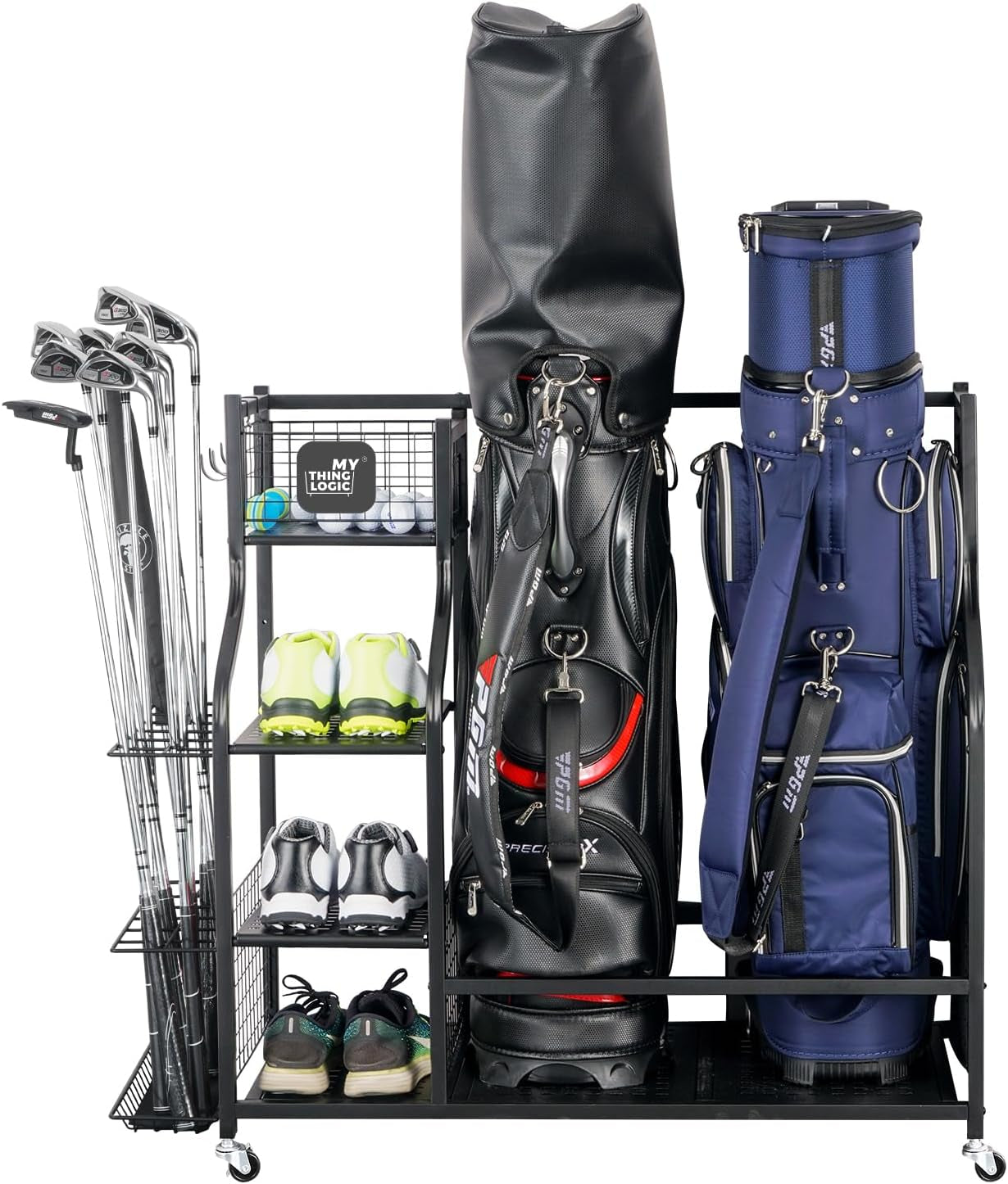 Golf Equipment Storage Organizer: Premium Rack for Golf Bags and Accessories