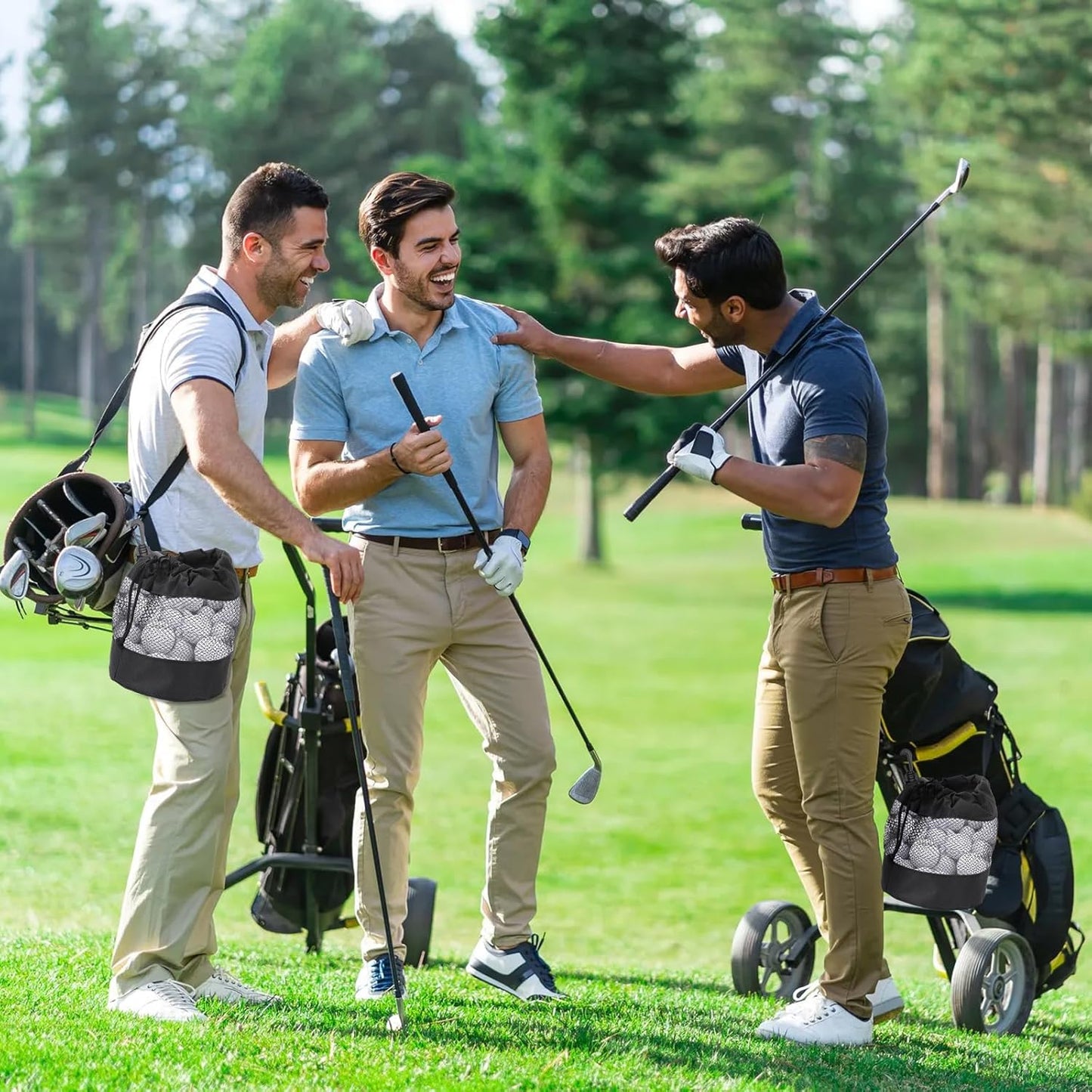 Golf Ball Storage Bag Set - Nylon Mesh Drawstring Organizer Pouches for Efficient Golf Ball Storage