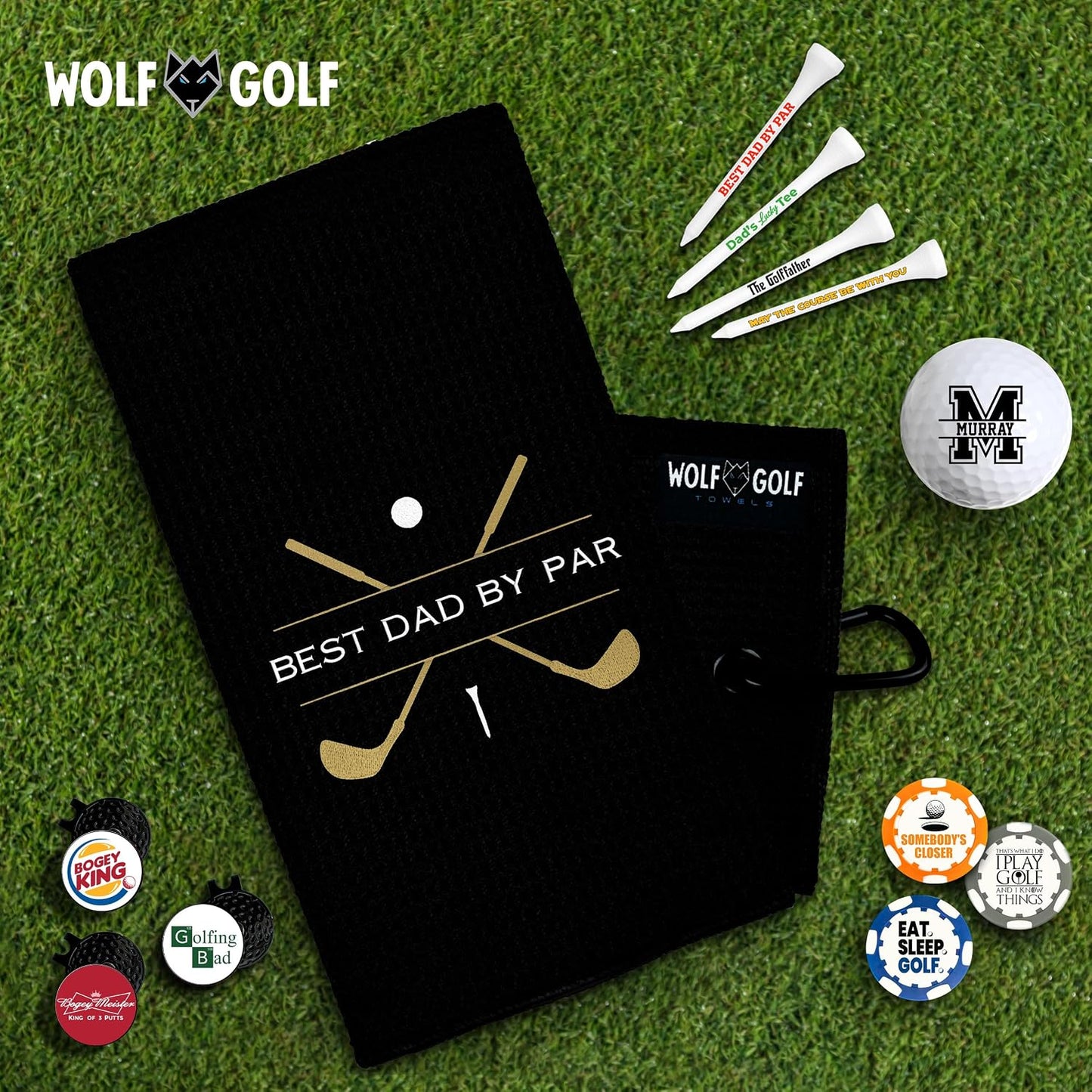 Premium Embroidered Golf Towel for Dads | Made in the USA | Essential Golf Accessories for Men