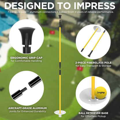 Mini Golf Flagstick Set - 3 Feet Double-Sided Numbered Flags with Portable 2-Section Design for Putting Greens and Yard Use, Ideal Gift Option