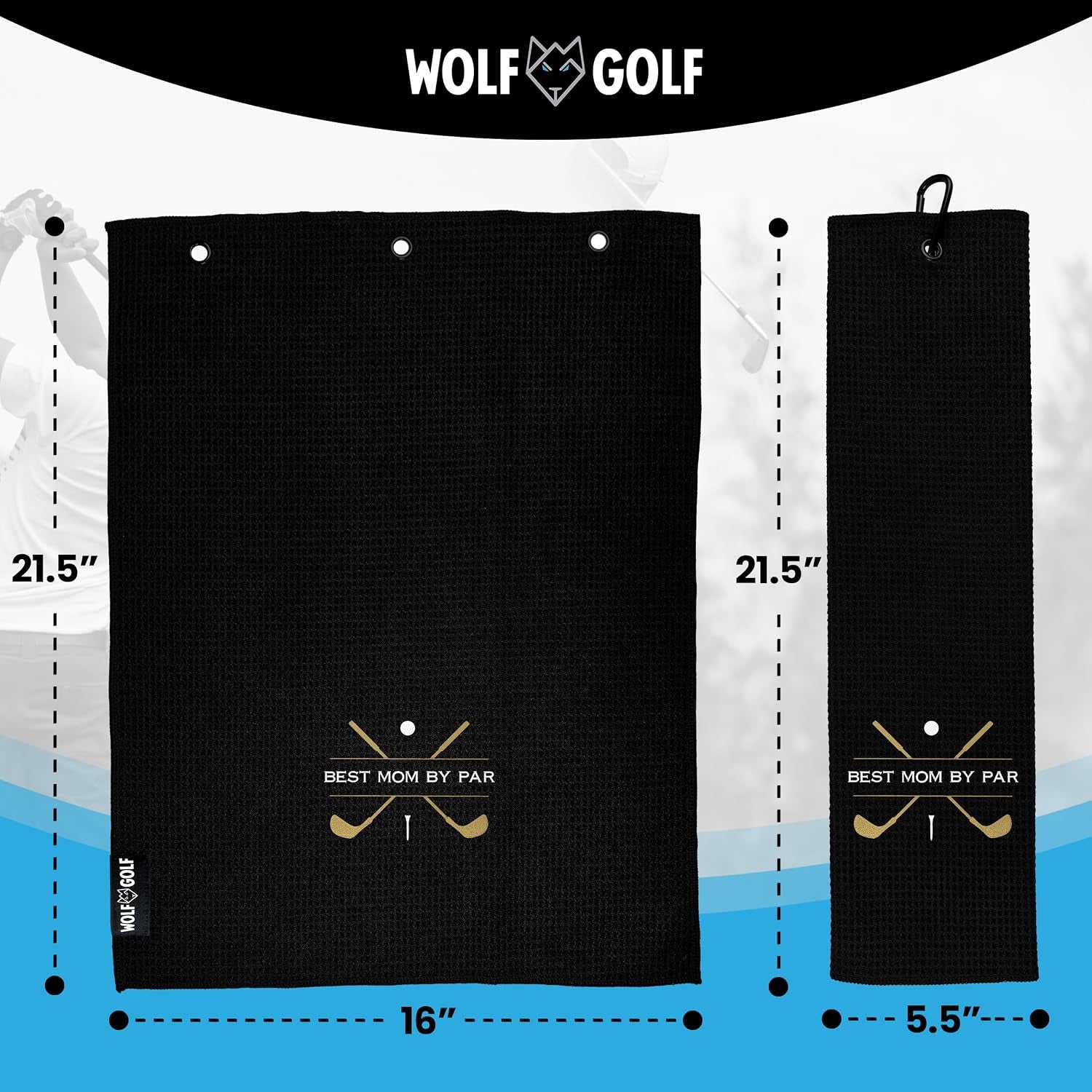 Premium "Best Mom" Golf Towel | Custom Embroidery Made in the USA | Women's Golf Accessories