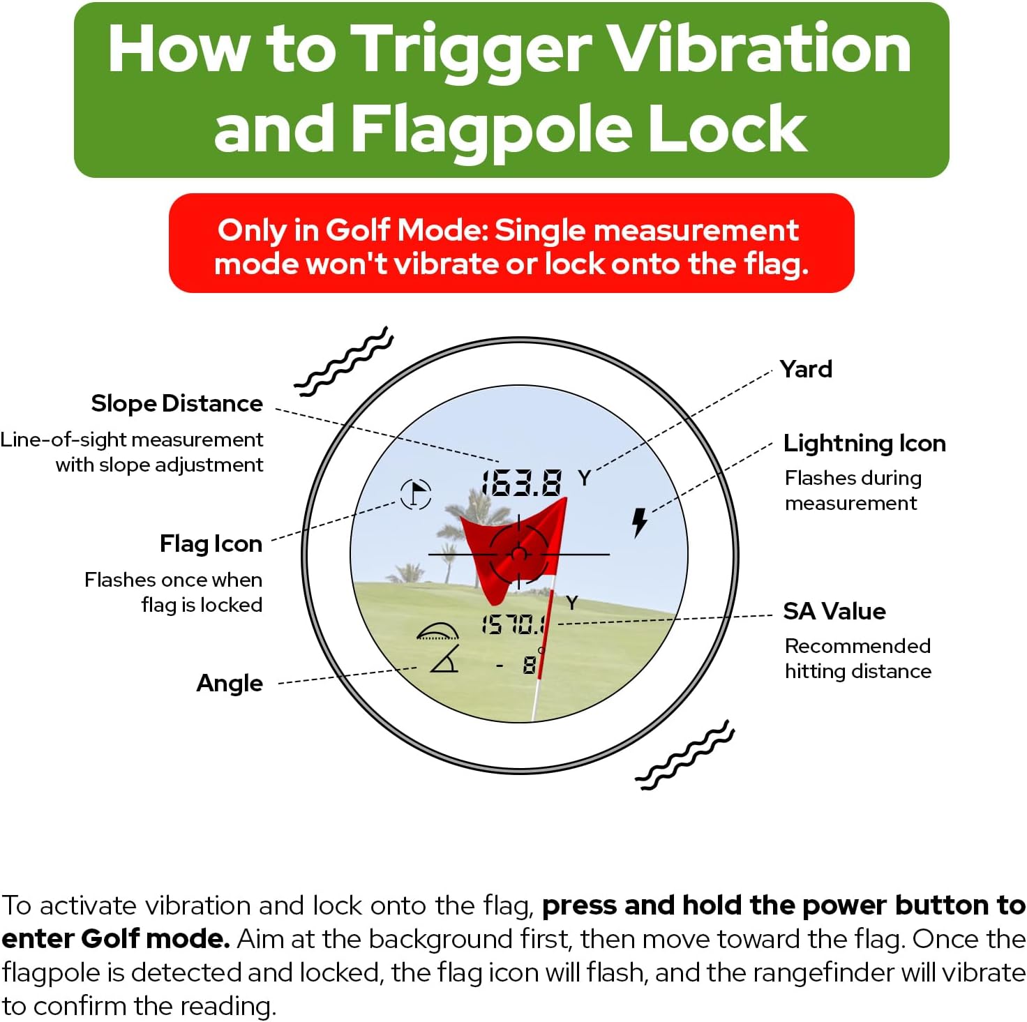 Golf Rangefinder with Slope, 1200 Yards Laser Range Finder with High-Precision Flag Pole Locking Vibration, 7X Magnification, Rechargeable Battery