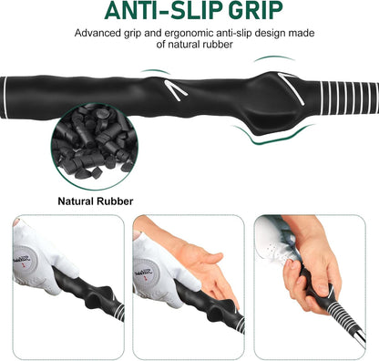Retractable Golf Swing Trainer with Golf Grip Trainer-Telescopic Club Retractable Golf Swing Training Aid with Arm Band/Tempo Stick Golf/Warm Up/Indoor Golf Practice | Golf Grip Trainer