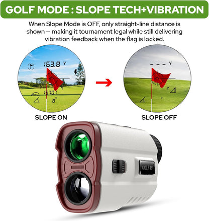 Golf Rangefinder with Slope, 1200 Yards Laser Range Finder with High-Precision Flag Pole Locking Vibration, 7X Magnification, Rechargeable Battery