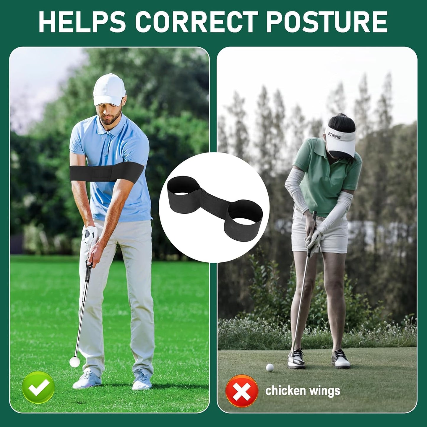 Retractable Golf Swing Trainer with Golf Grip Trainer-Telescopic Club Retractable Golf Swing Training Aid with Arm Band/Tempo Stick Golf/Warm Up/Indoor Golf Practice | Golf Grip Trainer