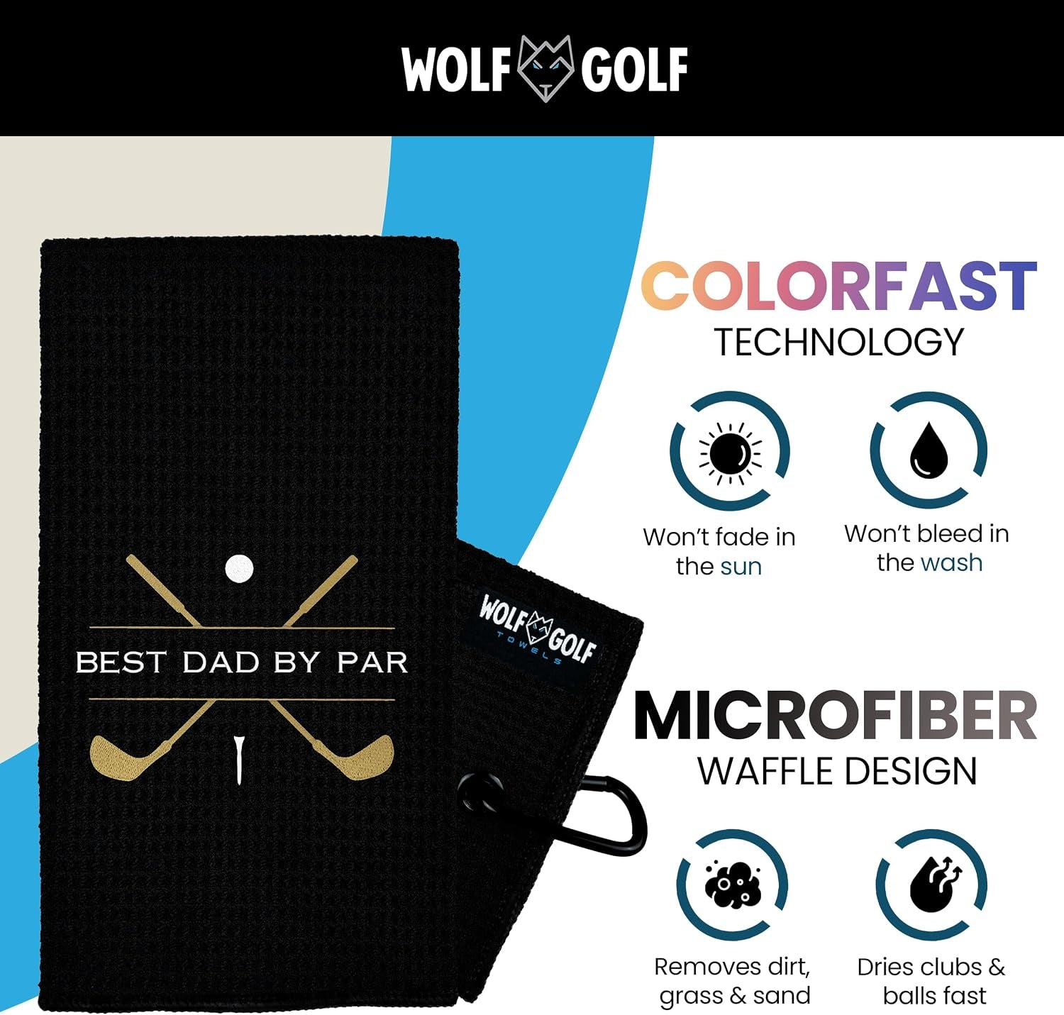 Premium Embroidered Golf Towel for Dads | Made in the USA | Essential Golf Accessories for Men