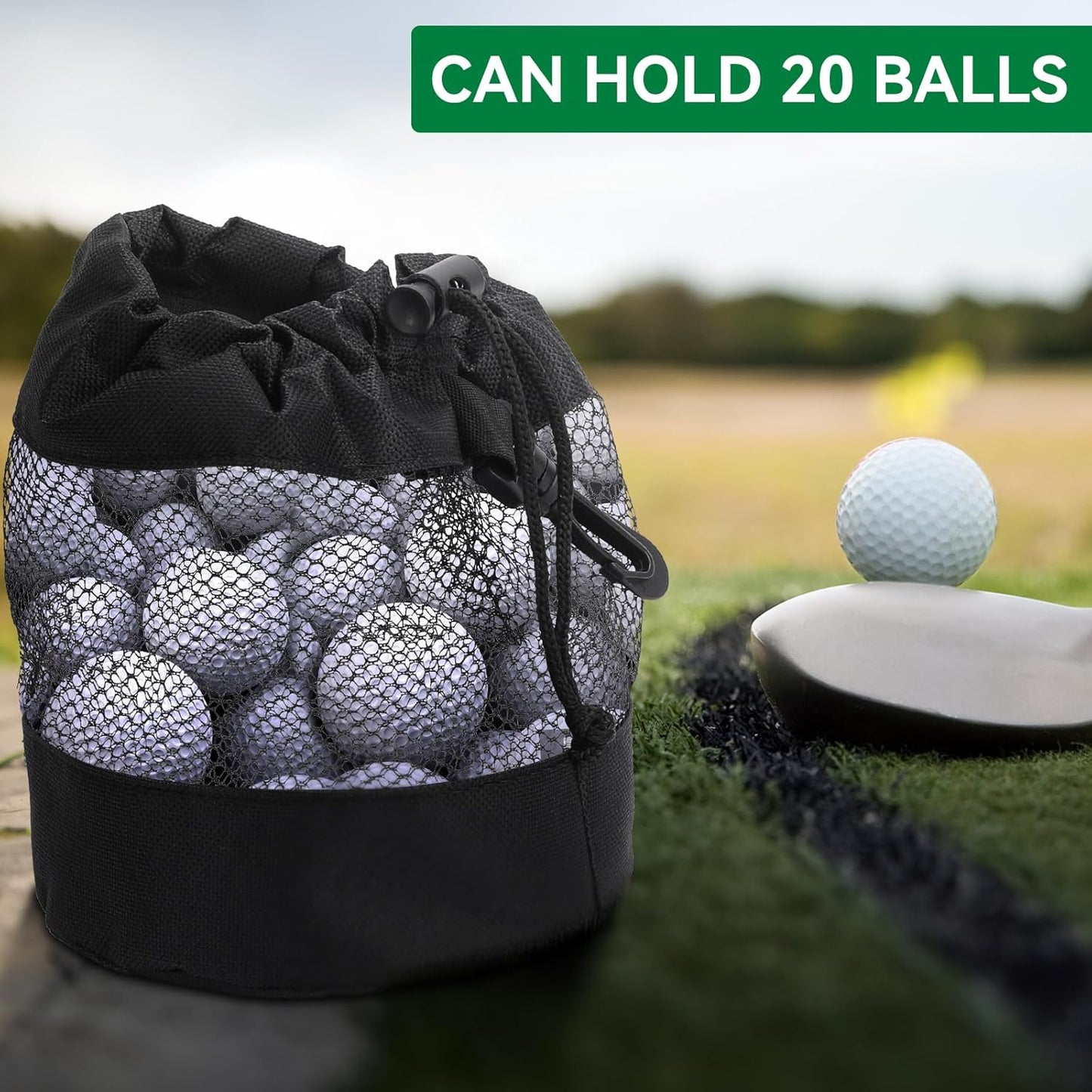 Golf Ball Storage Bag Set - Nylon Mesh Drawstring Organizer Pouches for Efficient Golf Ball Storage