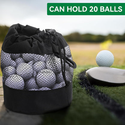Golf Ball Storage Bag Set - Nylon Mesh Drawstring Organizer Pouches for Efficient Golf Ball Storage