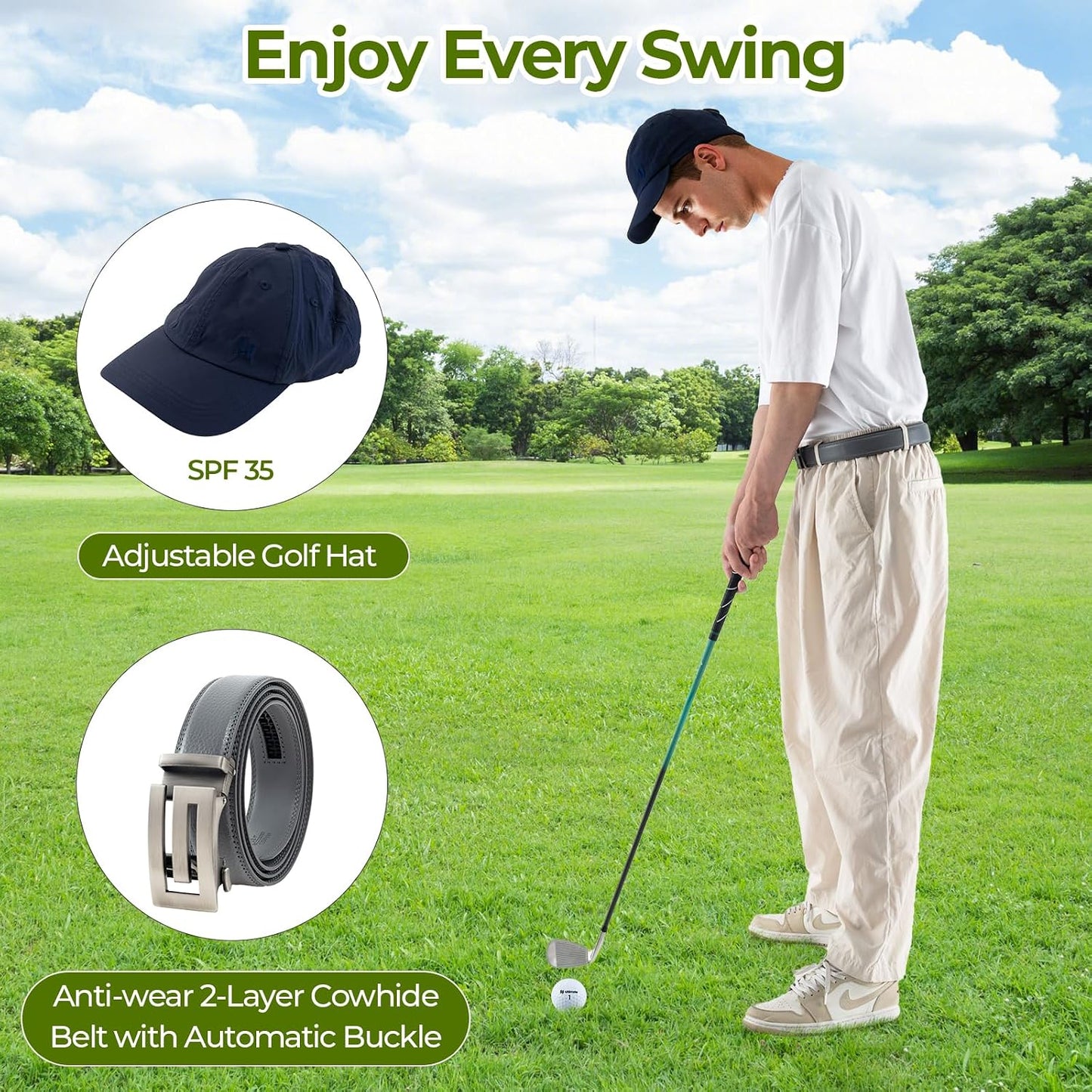 Golf Accessories Kit for Men Women, Golf Accessories Set W/Golf Balls, Golf Tees, Golf Towel, Golf Belt, Golf Hat, Divot Tool, Ball Marker, Storage Bag, Golf Gift Box for Golfers