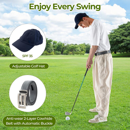 Golf Accessories Kit for Men Women, Golf Accessories Set W/Golf Balls, Golf Tees, Golf Towel, Golf Belt, Golf Hat, Divot Tool, Ball Marker, Storage Bag, Golf Gift Box for Golfers