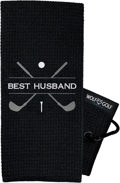 Premium Embroidered Golf Towel for Husbands | Humorous Design for Golf Bags