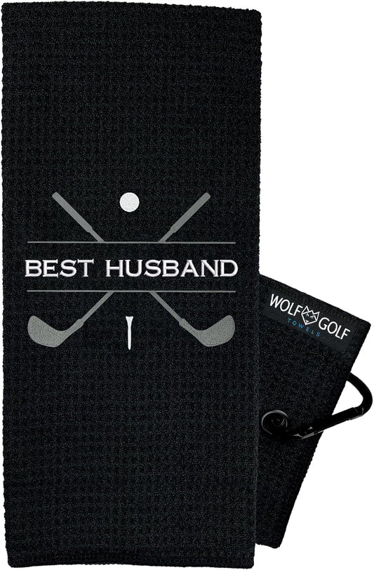 Premium Embroidered Golf Towel for Husbands | Humorous Design for Golf Bags