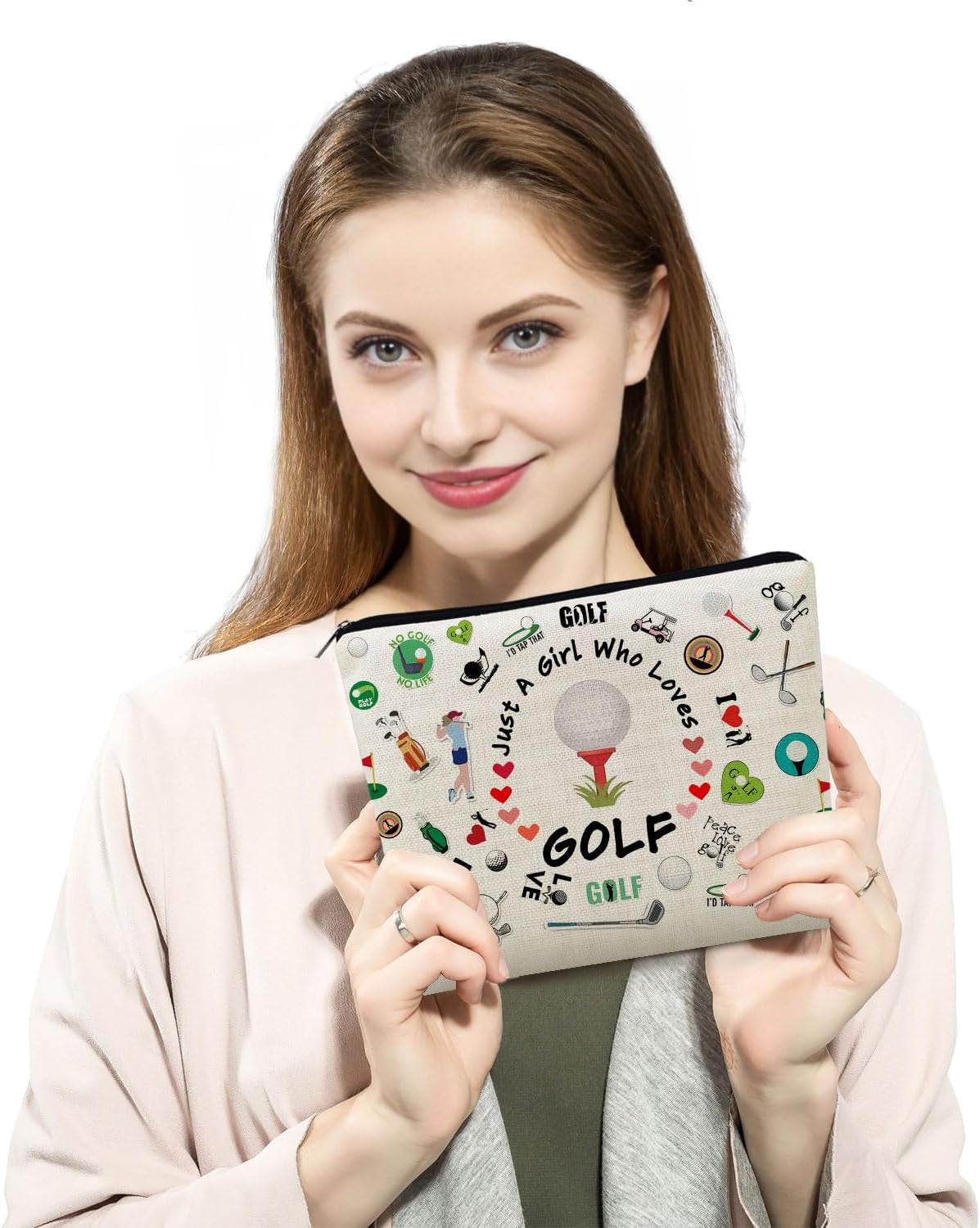 Golf-Themed Makeup Organizer Bag - Zippered Toiletry Pouch for Women Golf Enthusiasts and Players