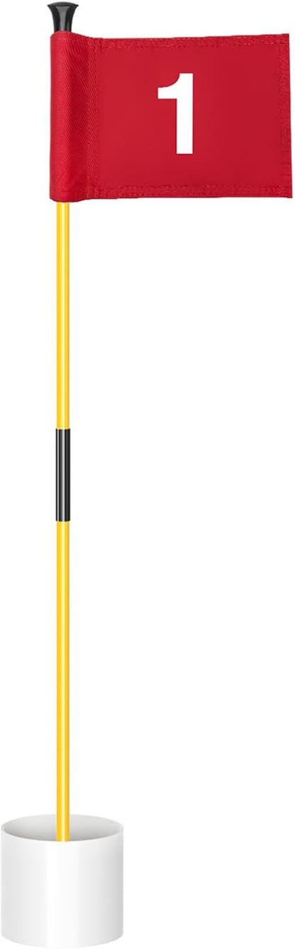 Mini Golf Flagstick Set - 3 Feet Double-Sided Numbered Flags with Portable 2-Section Design for Putting Greens and Yard Use, Ideal Gift Option