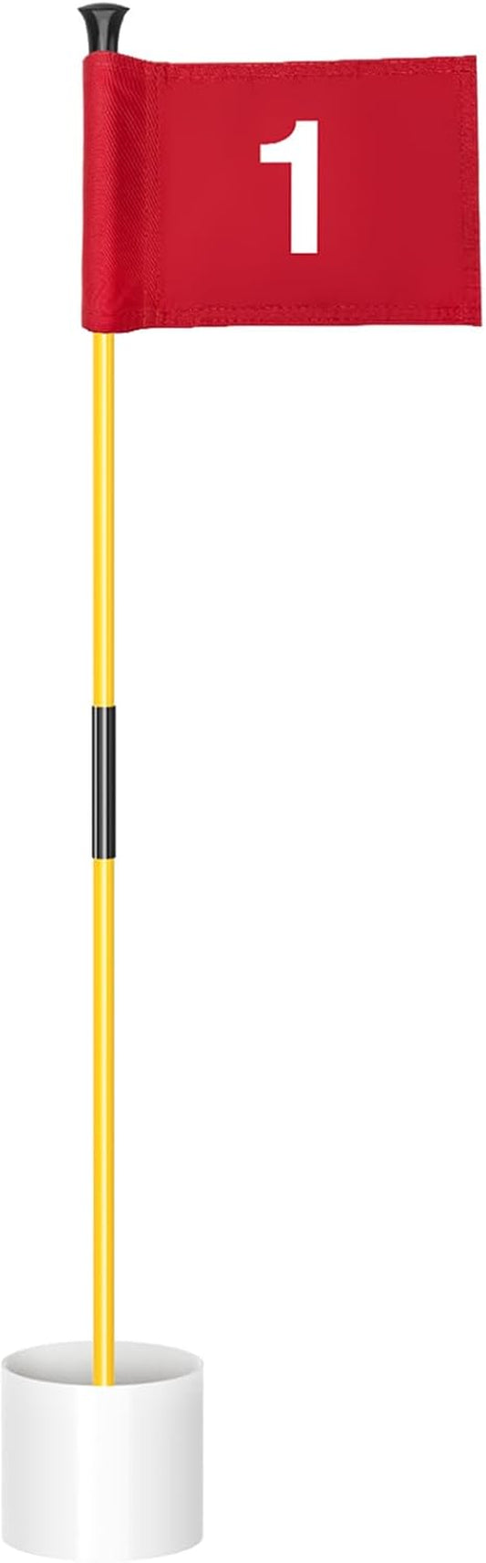 Mini Golf Flagstick Set - 3 Feet Double-Sided Numbered Flags with Portable 2-Section Design for Putting Greens and Yard Use, Ideal Gift Option