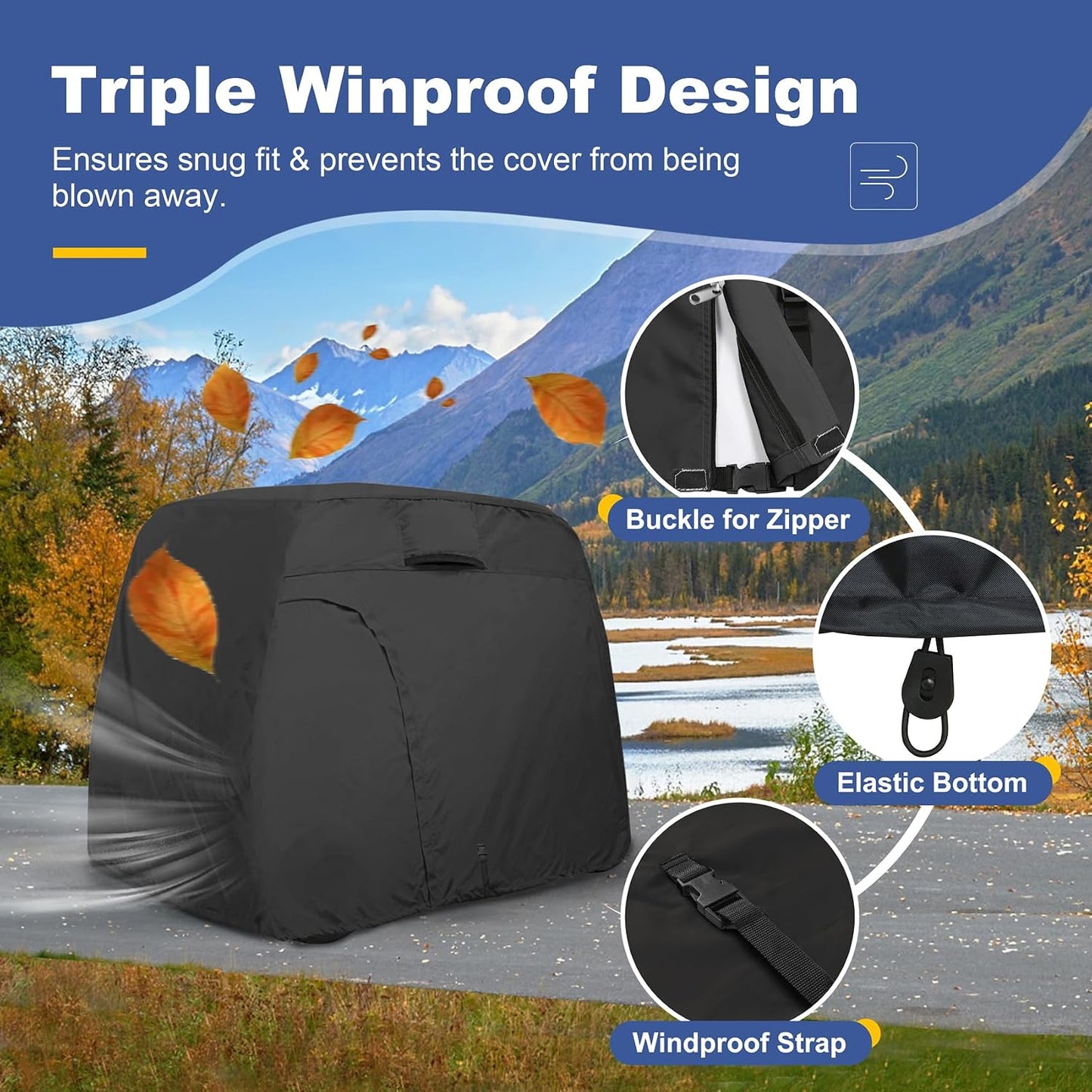 Waterproof Golf Cart Cover Universal Fits for Most Brand 2/4/6 Passenger Car