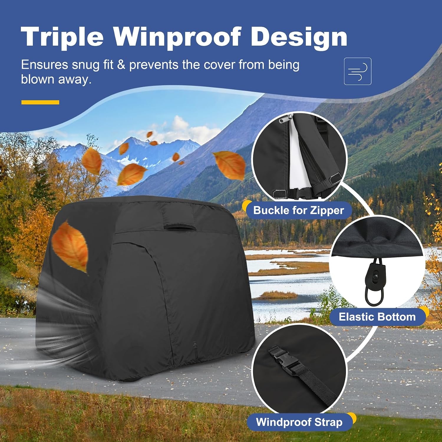 Waterproof Golf Cart Cover Universal Fits for Most Brand 2/4/6 Passenger Car