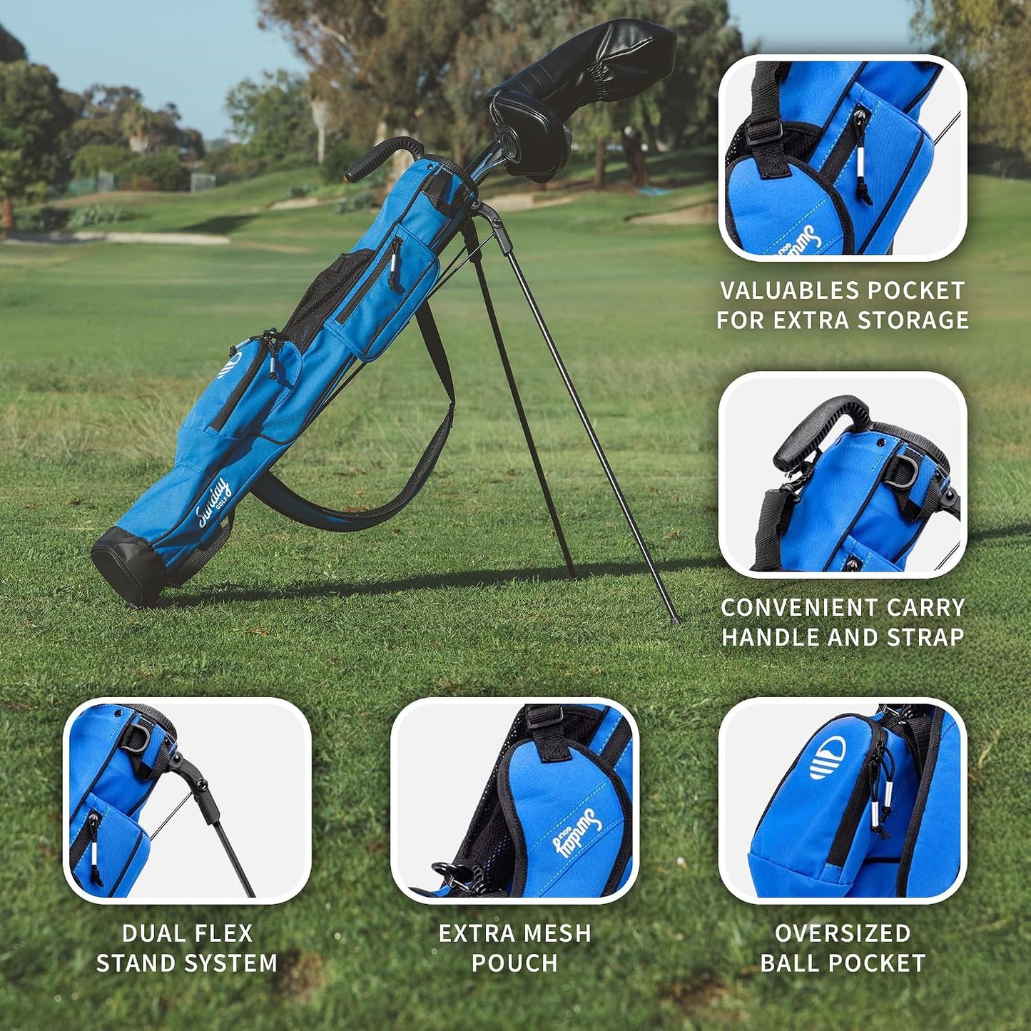 The Original Lightweight  Bag with Stand | Easy to Carry, Durable, Pitch & Putt, Driving Range, Par 3 & Executive Courses