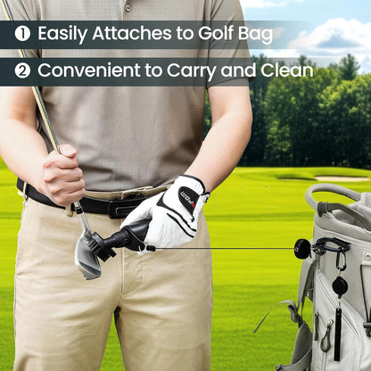 Golf Club Brush Cleaner with Groove Sharpener, Includes 3 Replacement Brush Heads and 2 Retractable Clips, Essential Golf Accessories for Men, Ideal Golf Gifts, Complete Golf Cleaning Kit