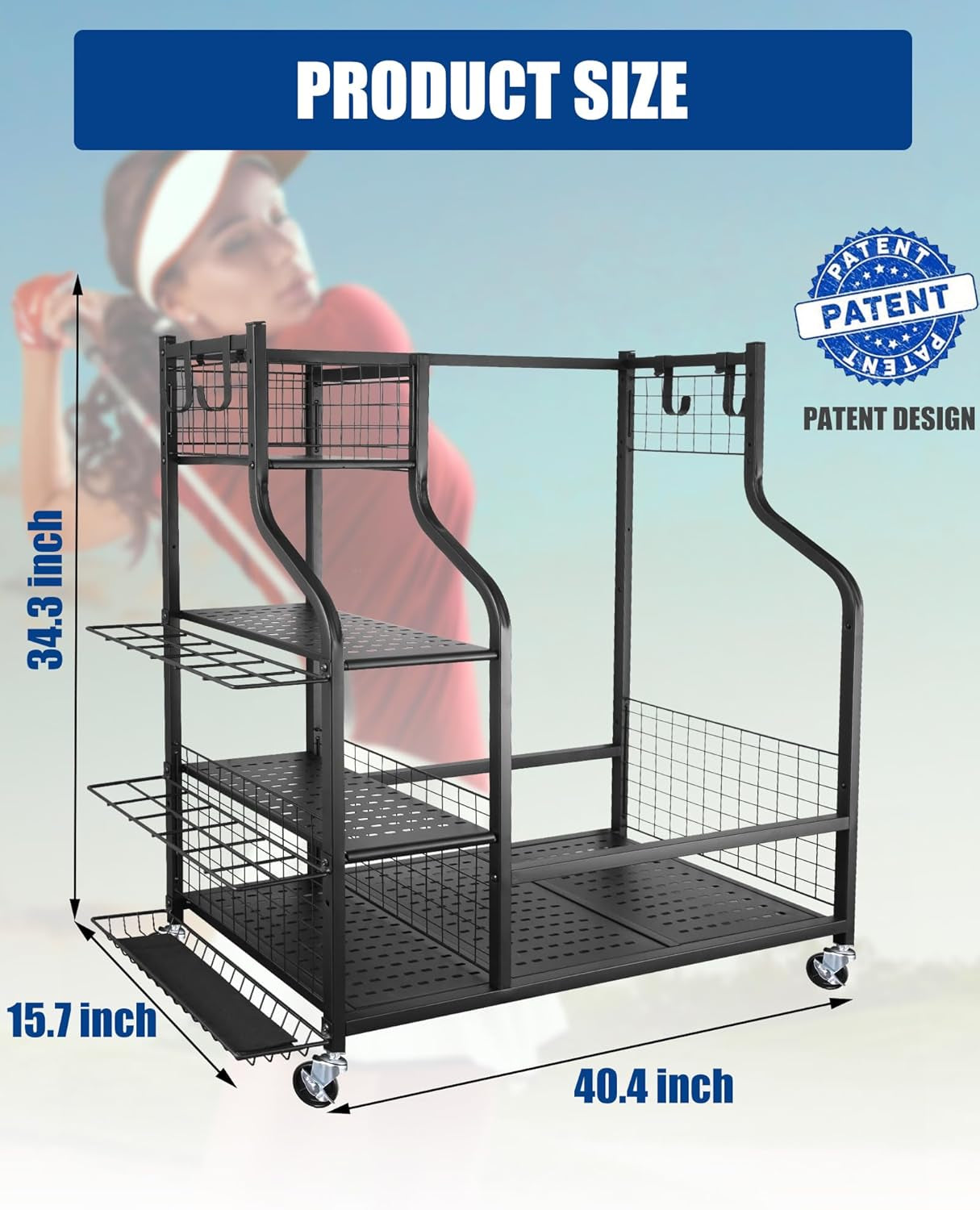 Golf Equipment Storage Organizer: Premium Rack for Golf Bags and Accessories