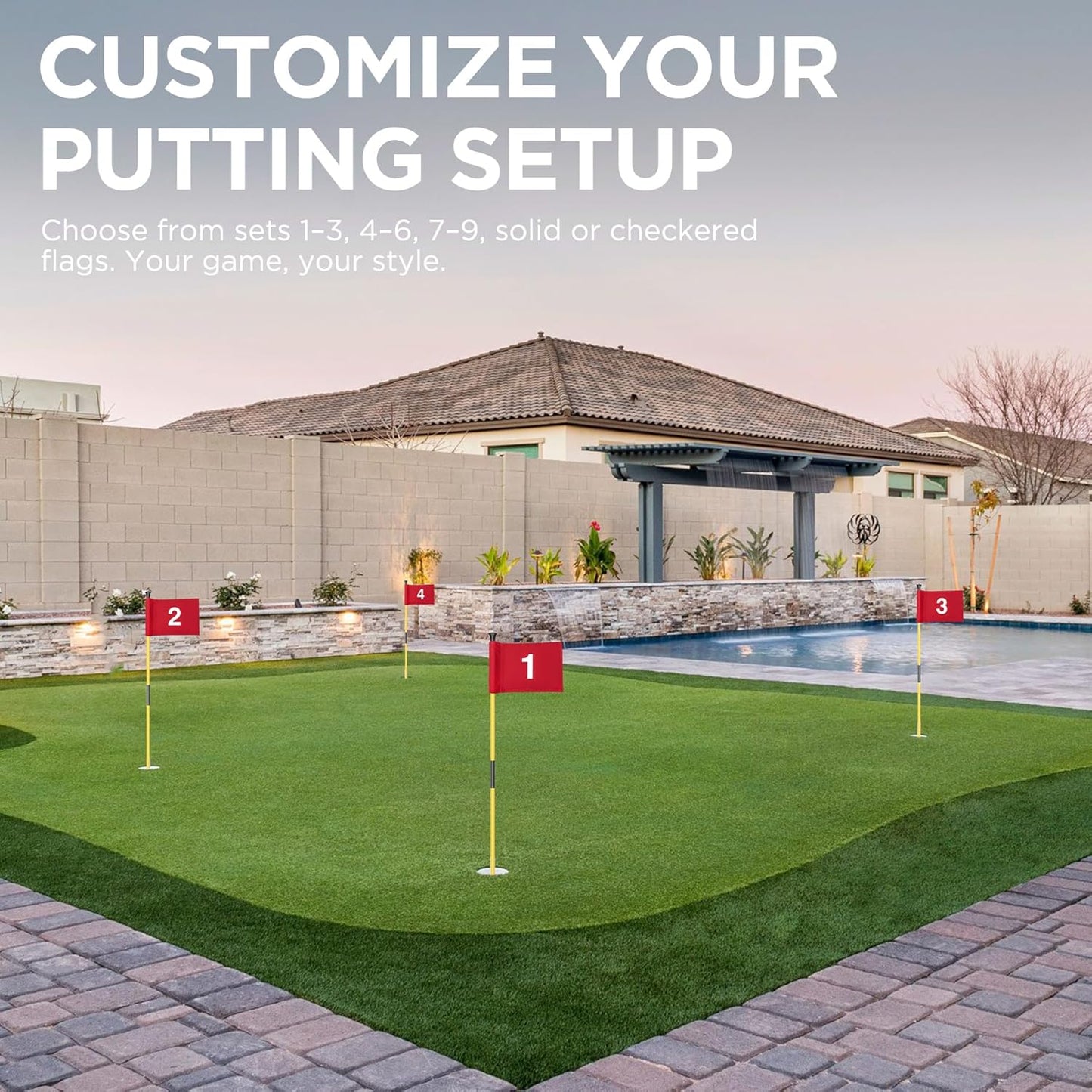Mini Golf Flagstick Set - 3 Feet Double-Sided Numbered Flags with Portable 2-Section Design for Putting Greens and Yard Use, Ideal Gift Option