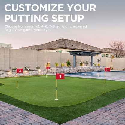 Mini Golf Flagstick Set - 3 Feet Double-Sided Numbered Flags with Portable 2-Section Design for Putting Greens and Yard Use, Ideal Gift Option