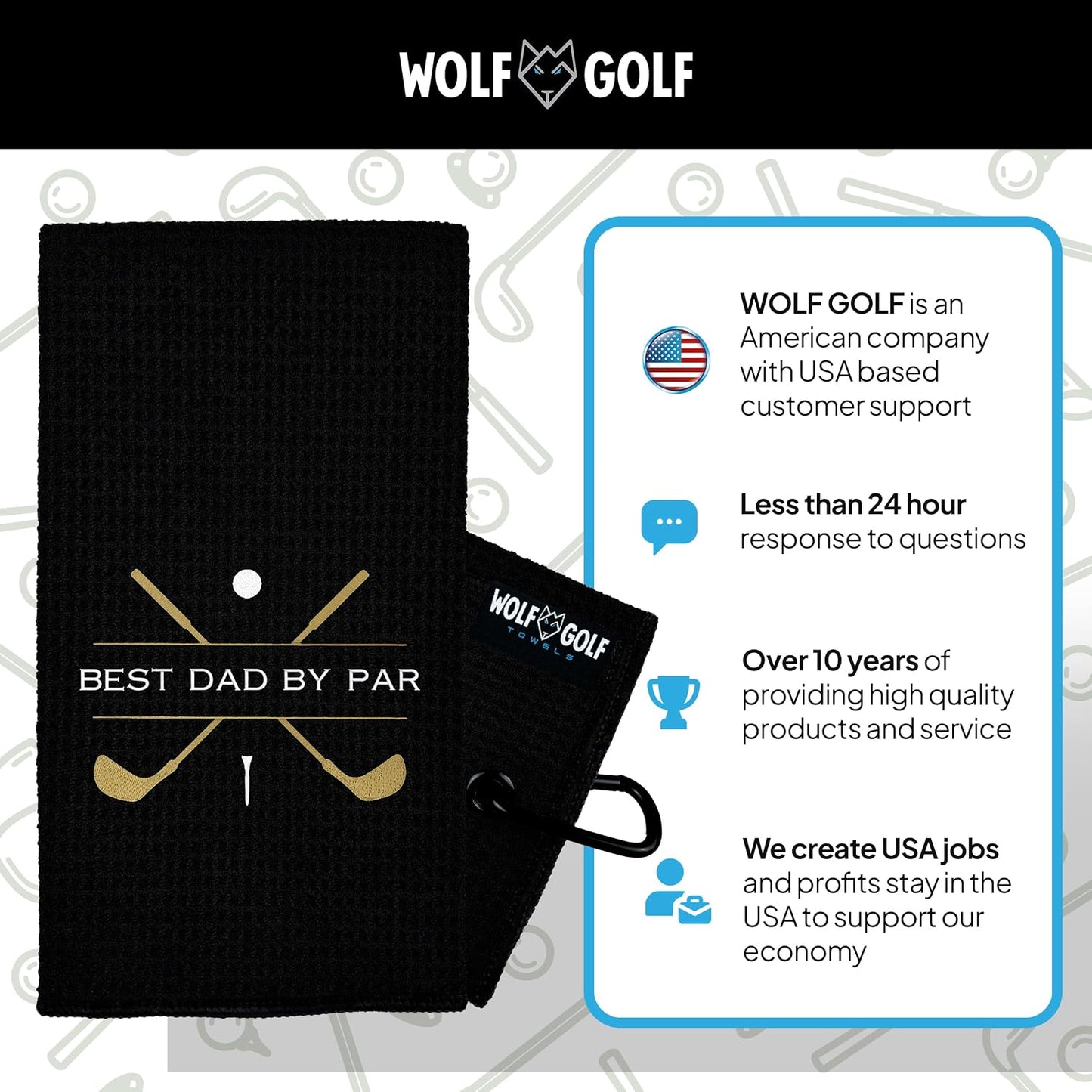 Premium Embroidered Golf Towel for Dads | Made in the USA | Essential Golf Accessories for Men