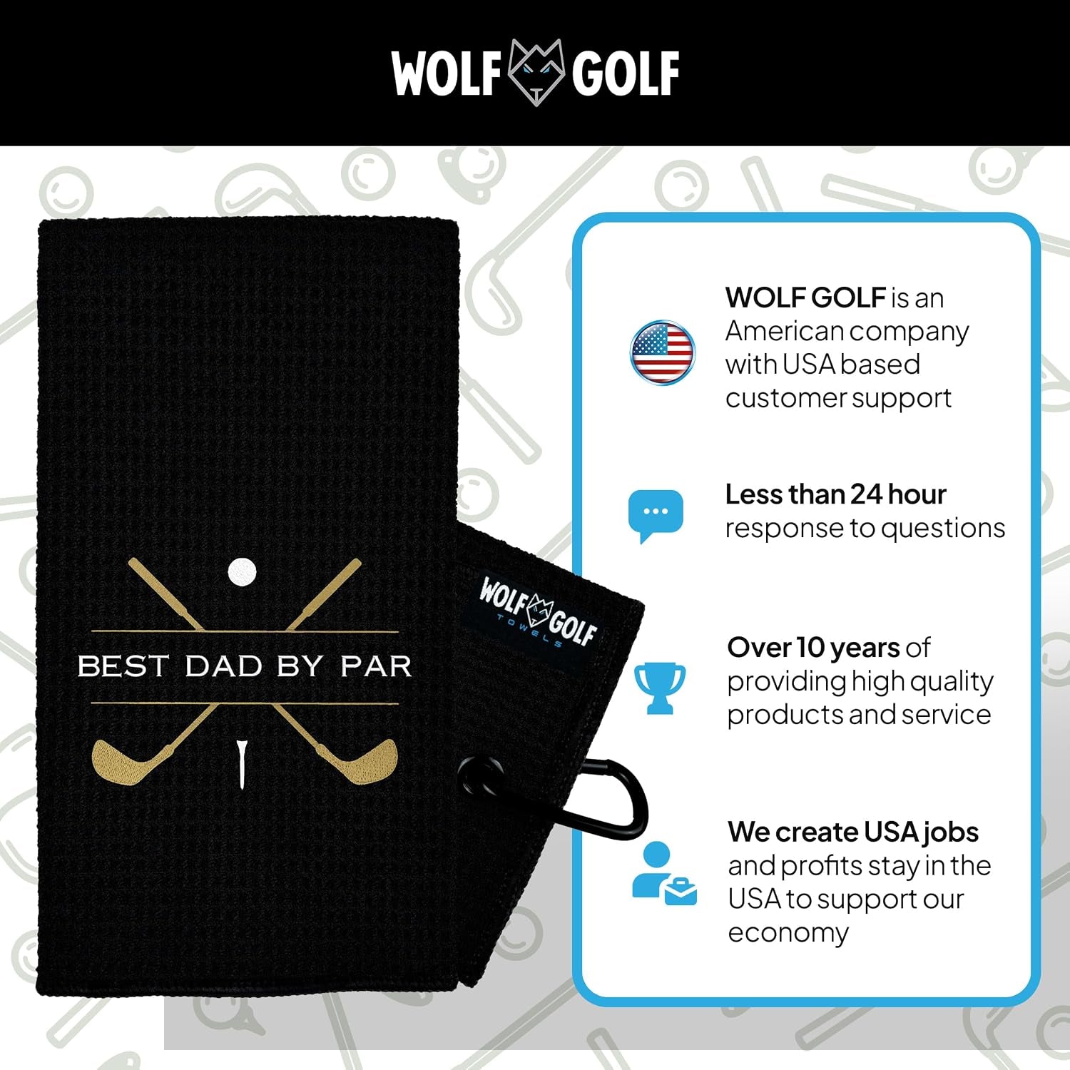 Premium Embroidered Golf Towel for Dads | Made in the USA | Essential Golf Accessories for Men