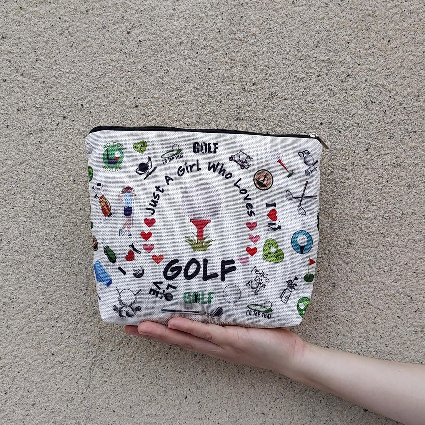 Golf-Themed Makeup Organizer Bag - Zippered Toiletry Pouch for Women Golf Enthusiasts and Players