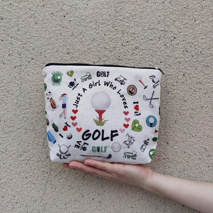 Golf-Themed Makeup Organizer Bag - Zippered Toiletry Pouch for Women Golf Enthusiasts and Players