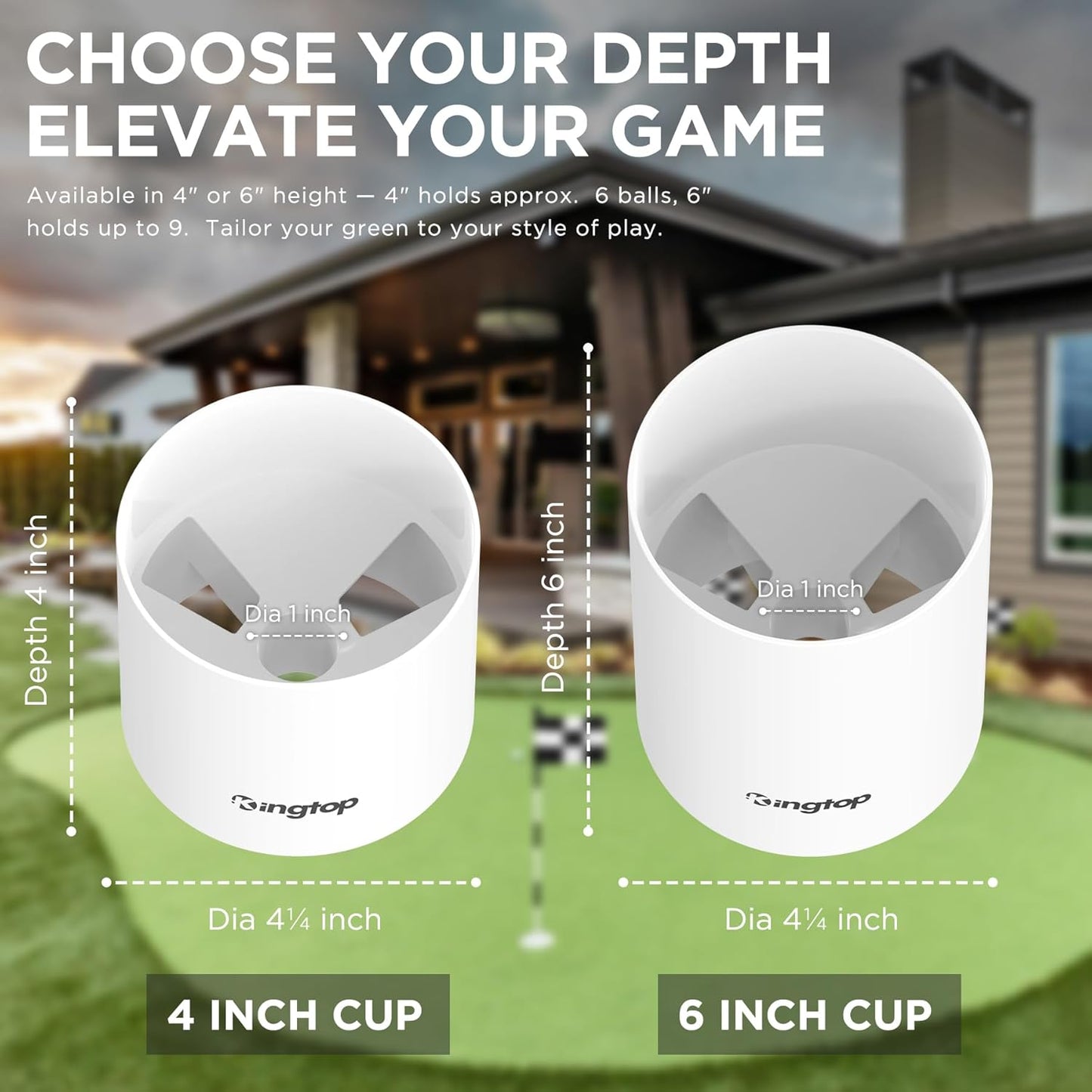 Golf Hole Cup - Compliant with PGA/USGA Regulations, Ideal for Backyard Practice Putting Greens, Available in 4-Inch and 6-Inch Sizes