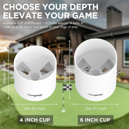 Golf Hole Cup - Compliant with PGA/USGA Regulations, Ideal for Backyard Practice Putting Greens, Available in 4-Inch and 6-Inch Sizes
