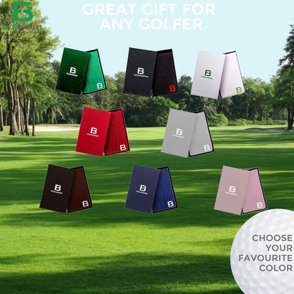 Premium Leather Golf Scorecard Holder with Yardage Book Cover, Includes Free Pencil and Stat Tracker Sheet