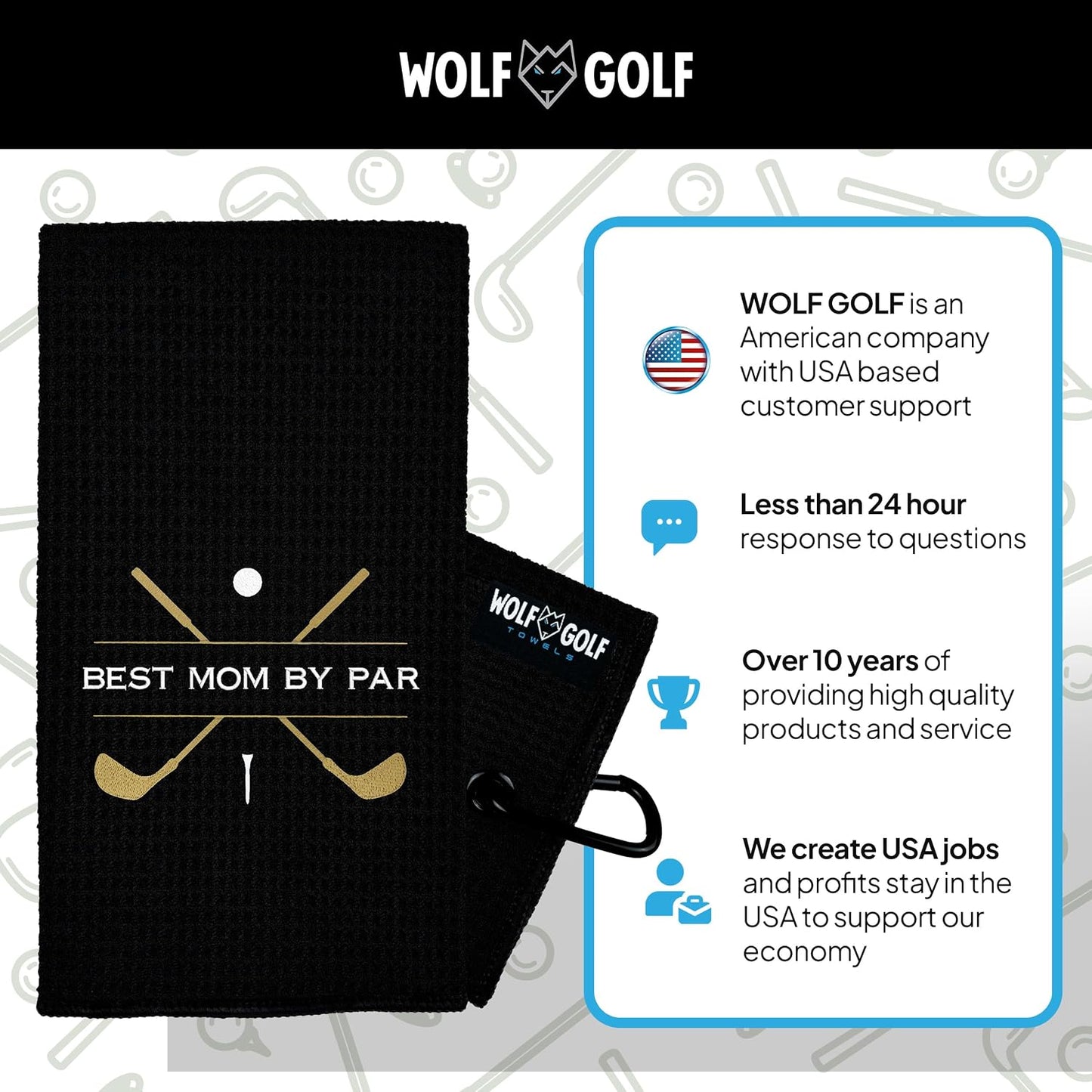 Premium "Best Mom" Golf Towel | Custom Embroidery Made in the USA | Women's Golf Accessories