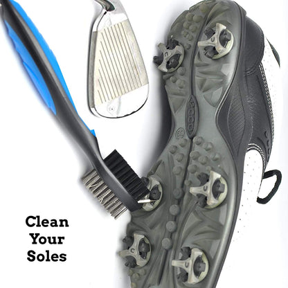 Microfiber Waffle Pattern Golf Towel with Brush Tool Kit, Club Groove Cleaner, and Divot Tool - Premium Golf Accessories for Men