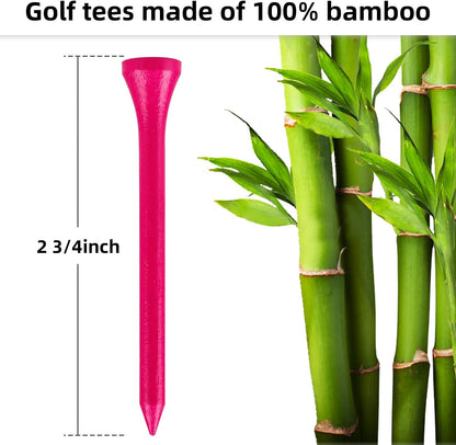 Bamboo Golf Tees for Women and Girls, 3-1/4 Inch, 100-Pack, Pink Golf Accessories