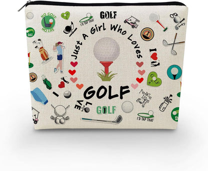 Golf-Themed Makeup Organizer Bag - Zippered Toiletry Pouch for Women Golf Enthusiasts and Players
