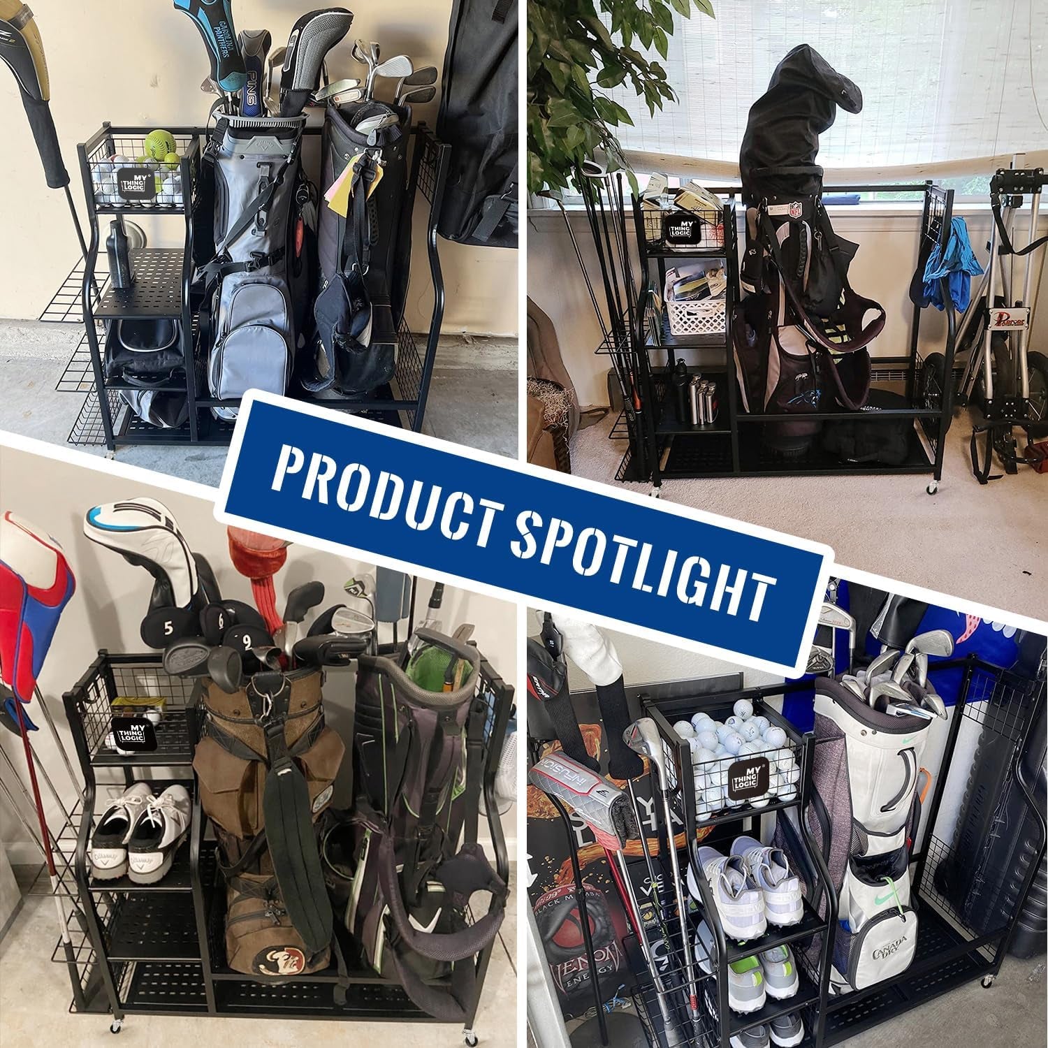 Golf Equipment Storage Organizer: Premium Rack for Golf Bags and Accessories