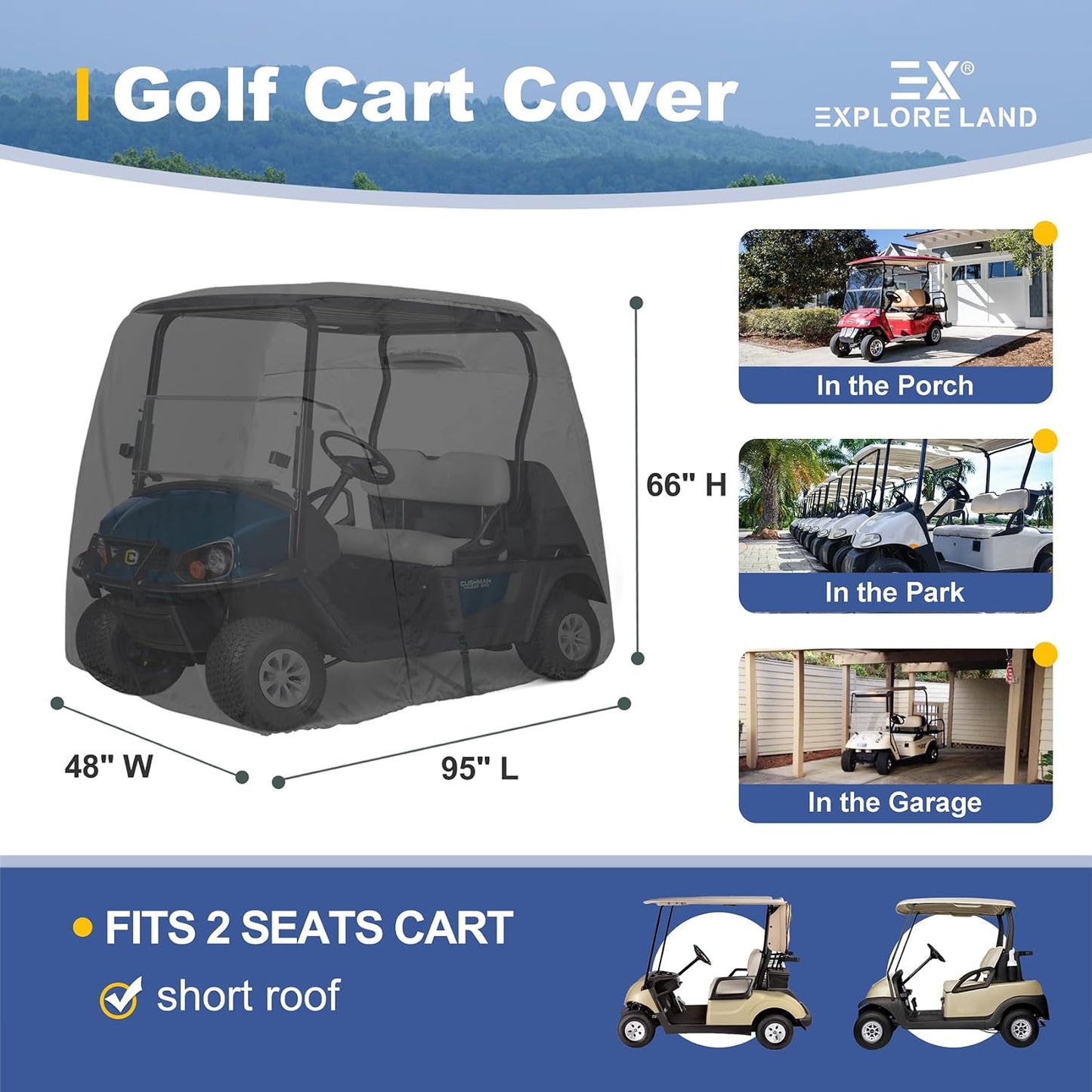 Waterproof Golf Cart Cover Universal Fits for Most Brand 2/4/6 Passenger Car