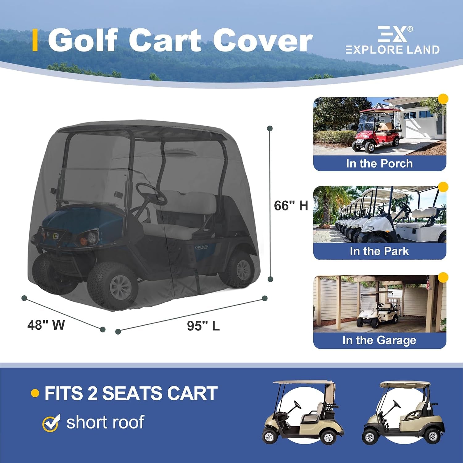 Waterproof Golf Cart Cover Universal Fits for Most Brand 2/4/6 Passenger Car