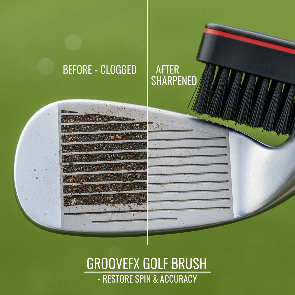 Before and after comparison of dirty vs clean golf club iron grooves
