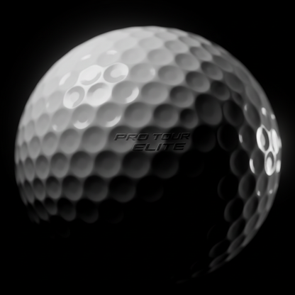 Close-up macro of premium golf ball dimple pattern on dark background